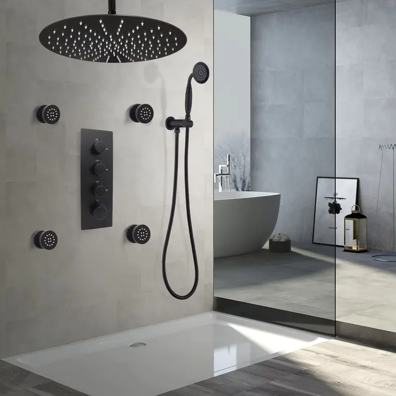 Spa & Wellness Earth City Москва Шелепиха - 4-Piece Matte Black Ceramic Adjustable Flow